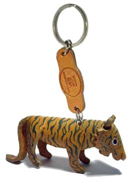พร้อมส่ง พวงกุญแจหนังแท้ Handmade รูปเสือ