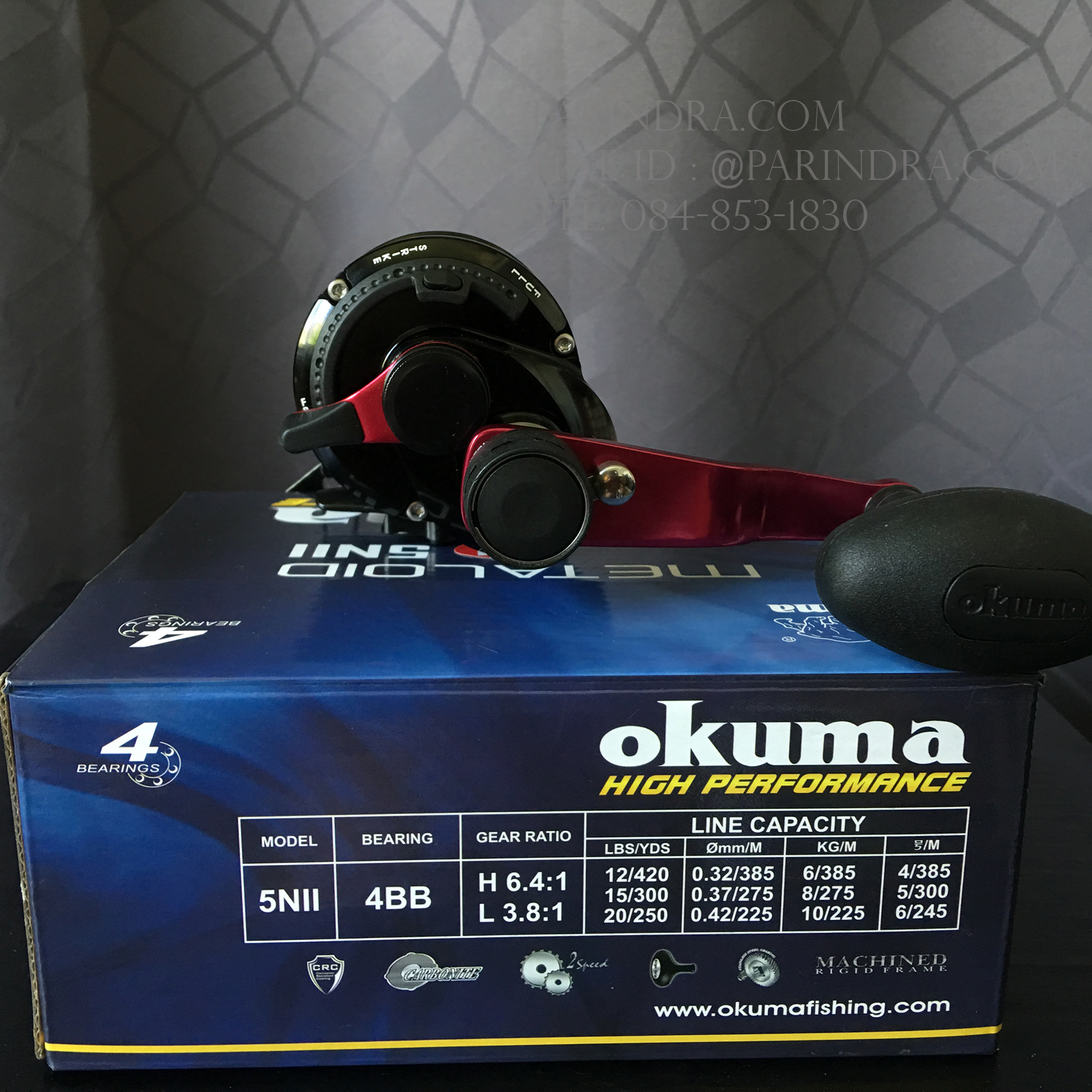 รอก OKUMA METALOID M-5Nll-R สีแดง 2 Speed หน้าสปูลแคบ