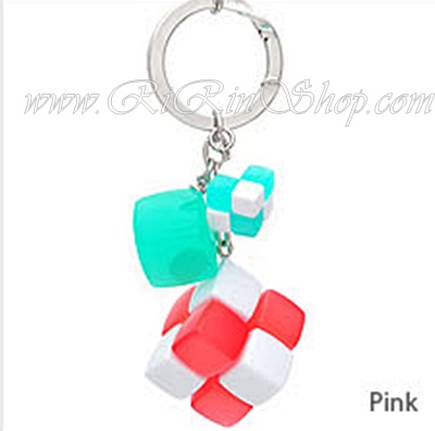 Aznavour พวงกุญแจเซลลูโลสลูกเต๋าชมพู + ลูกเต๋ามิ้นท์ ( Pink )
