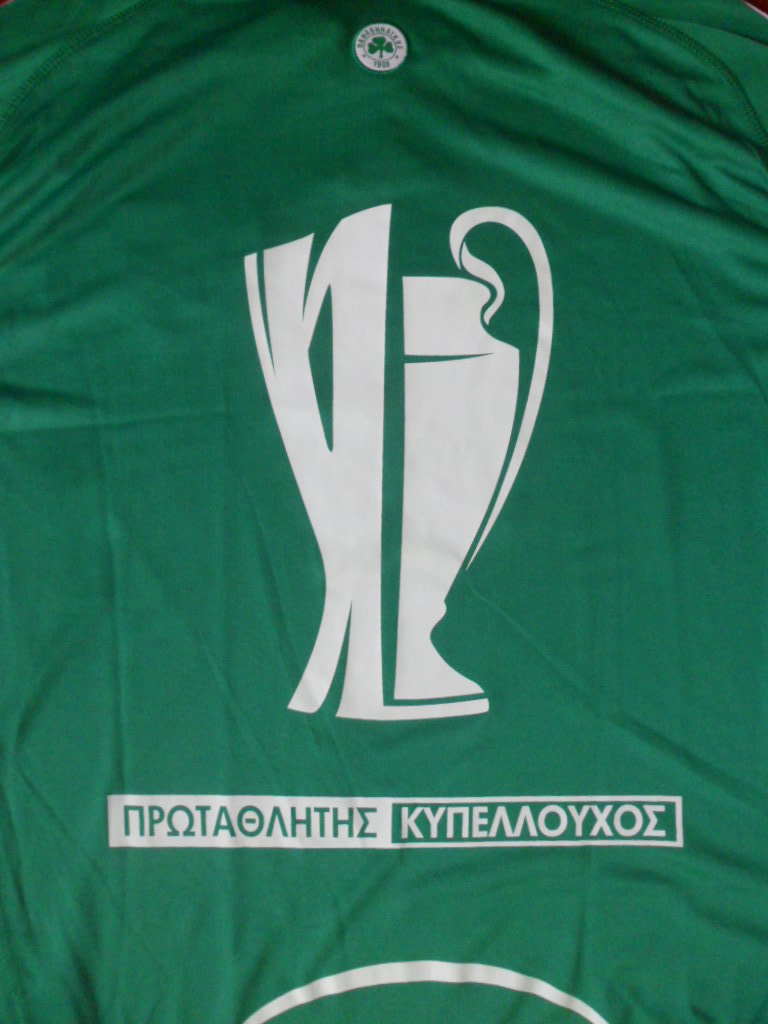 เสื้อฟุตบอล ทีมสโมสรพานาธิไนกอส ชุดเหย้า 2009/10 พิมพ์ลายฉลองดับเบิ้ลแชมป์ ใหม่ M-Size / PANATHINAIKOS Football Shirt Home Kit 2009/10 with Double Champions Commemorative Printing Jersey NEW M-Size