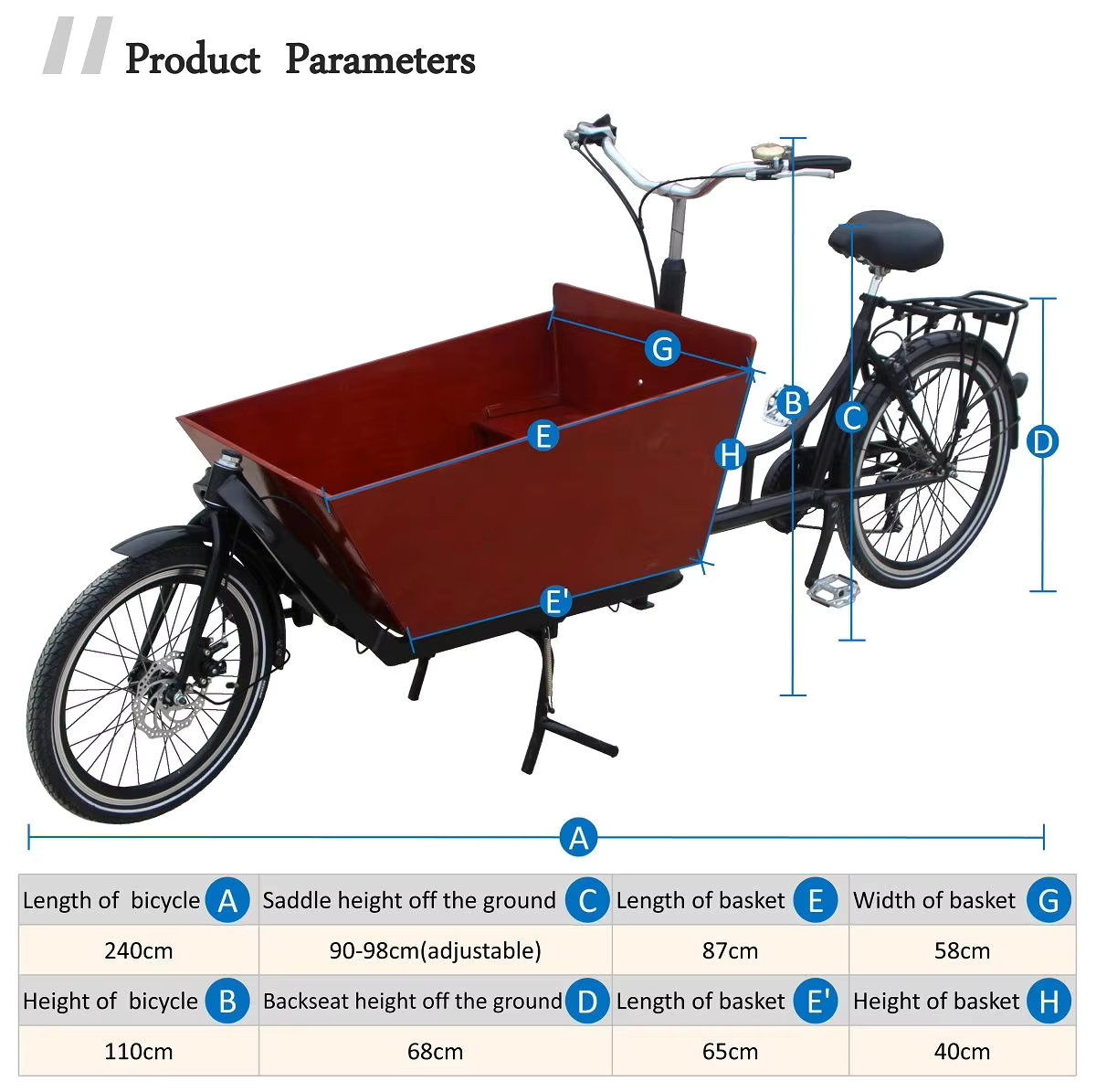 จักรยานคาร์โก้ไบค์ HAND IN HAND SLS-016-5 CARGO BIKE – บรรทุกได้ 180 กก. | มอเตอร์ 250W/500W | เกียร์ Shimano 6 Speed | สำหรับธุรกิจ & ครอบครัว