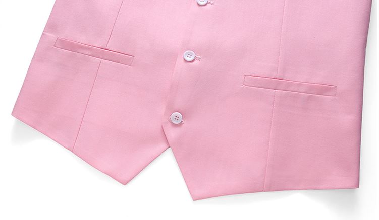 Pre-order ชุดสูทชาย สีชมพู สไตล์เกาหลี พร้อมเสื้อกั๊ก
