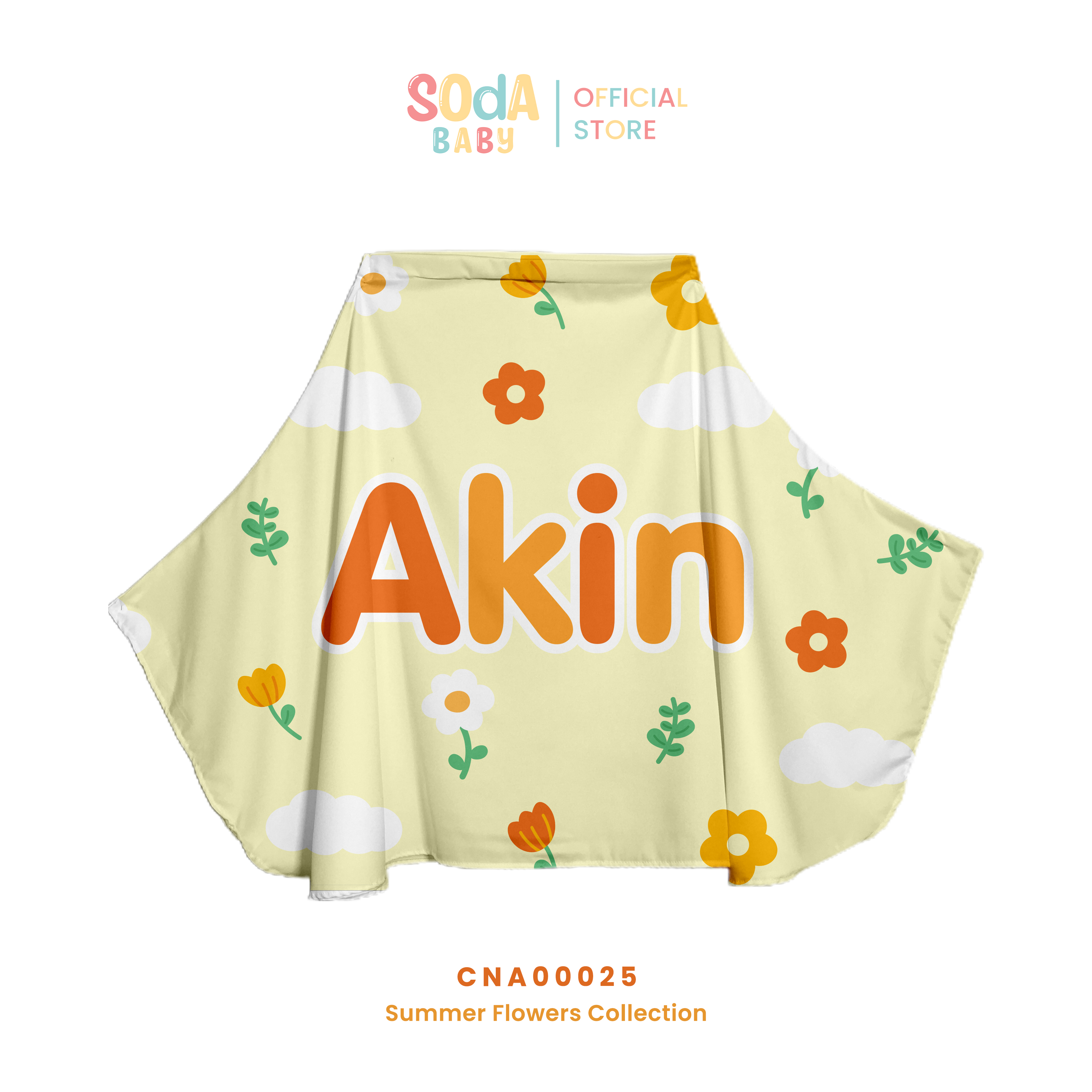 ผ้าคลุมให้นม ลาย Flowers in the sky #ใส่ชื่อได้ รหัส CNA00025 🌼🌸 #SummerFlowers #SOdAbaby