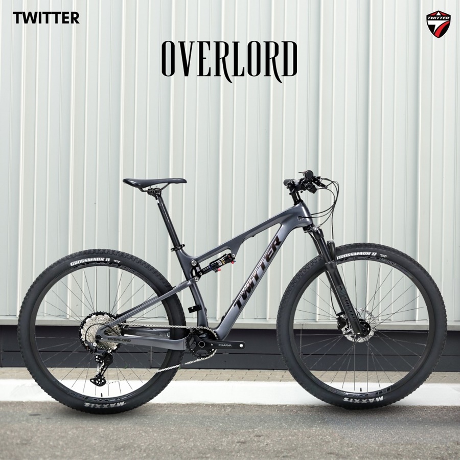 จักรยานเสือภูเขา TWITTER OVERLORD Full suspension bike, เฟรมคาร์บอน 1x12 speed Deore โช๊คลม ปี 2022