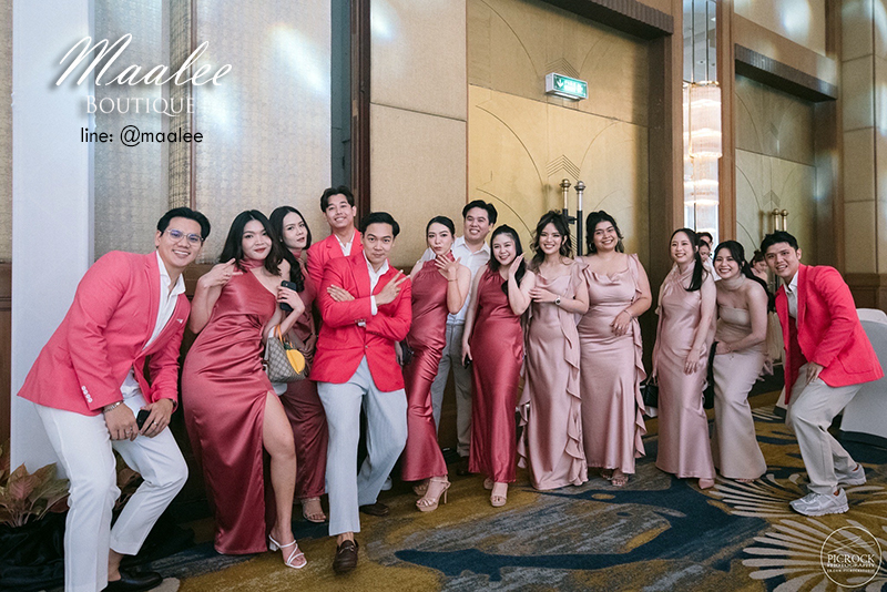 พร้อมเช่า ชุดสูทชาย สีชมพูบานเย็น ทรงเข้ารูป Slim-cut (พร้อมเสื้อกั๊ก) สำเนา