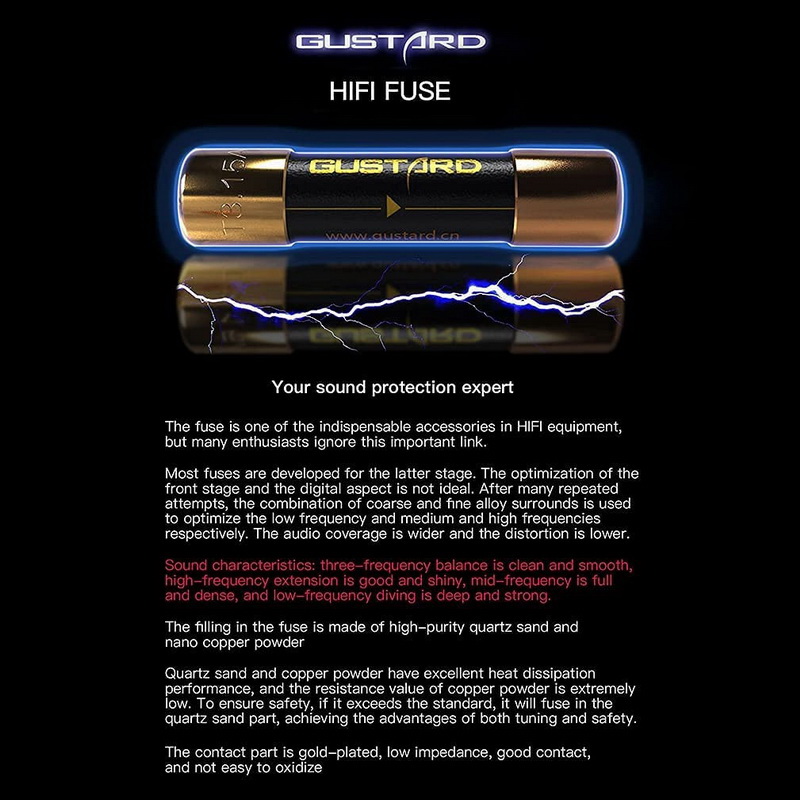 Gustard Fuse ฟิวส์สำหรับอุปกรณ์เครื่องเสียง เพิ่มช่วงการได้ยินและลดการบิดเบือนเสียง