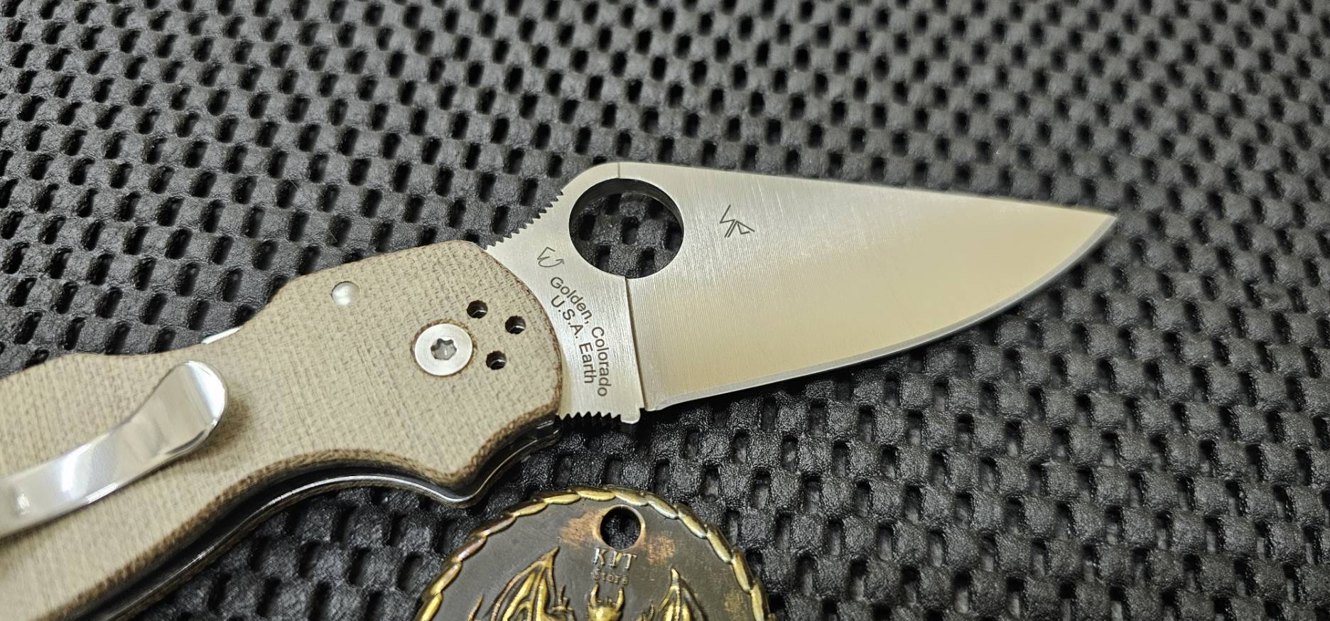 Spyderco Para 3 Knife Brown Canvas Micarta (3" Satin CPM CRU-WEAR)