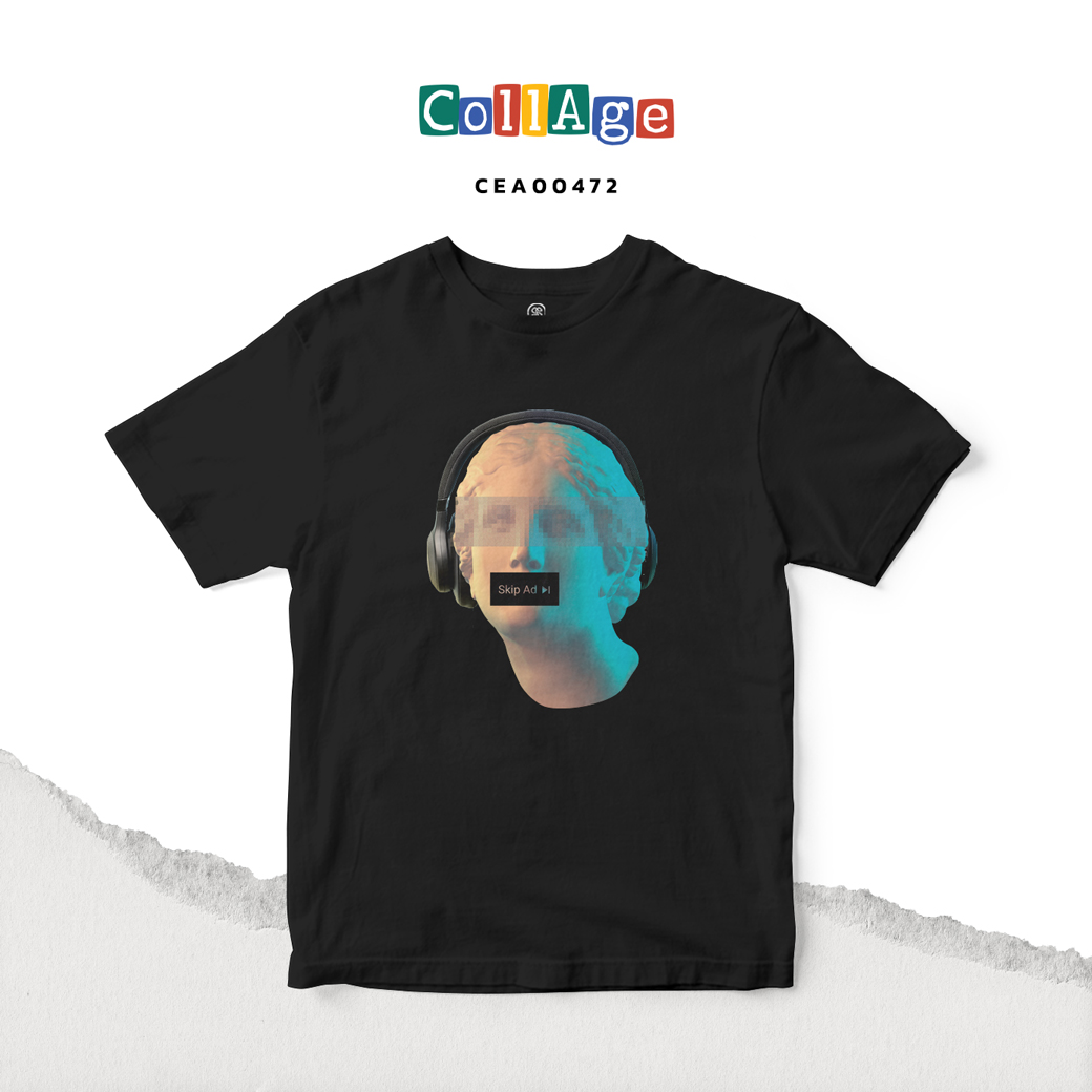 เสื้อยืดพิมพ์ลาย Collage Skip Ad I รหัส CEA00472 สีดำ #เสื้อยืด #Collage