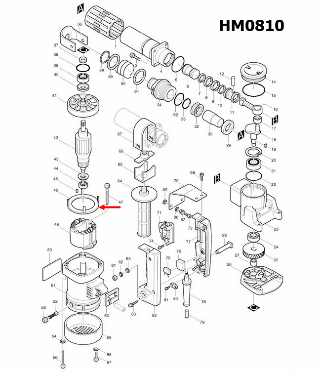 แผ่นบังทุ่น สกัดไฟฟ้า, แย็ก Makita-มากีต้า HM0810, HM0810T, TA [#46] Pn.410509-8 (แท้) ##