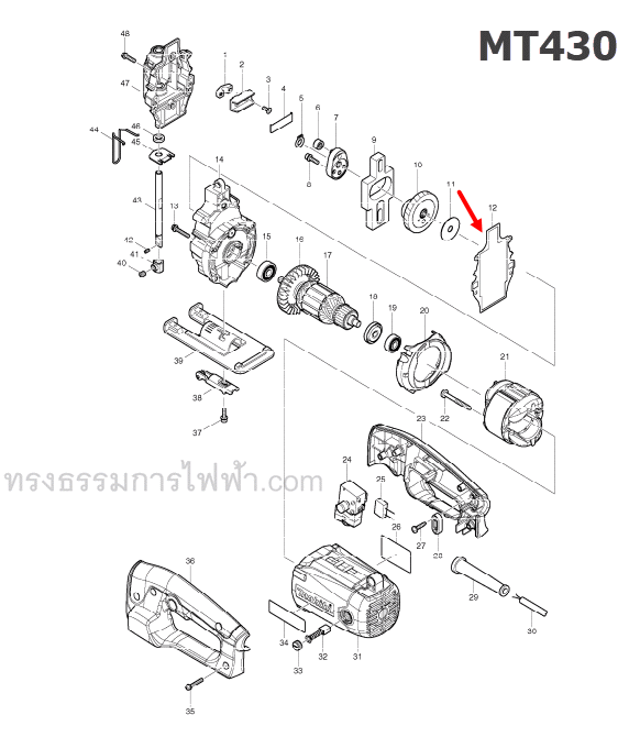 ปะเก็น จิ๊กซอว์ มาคเทค-Maktec, Makita มากีต้า MT430, M4302, M4302B [#12] Pn.442145-2 (แท้) ##(**)