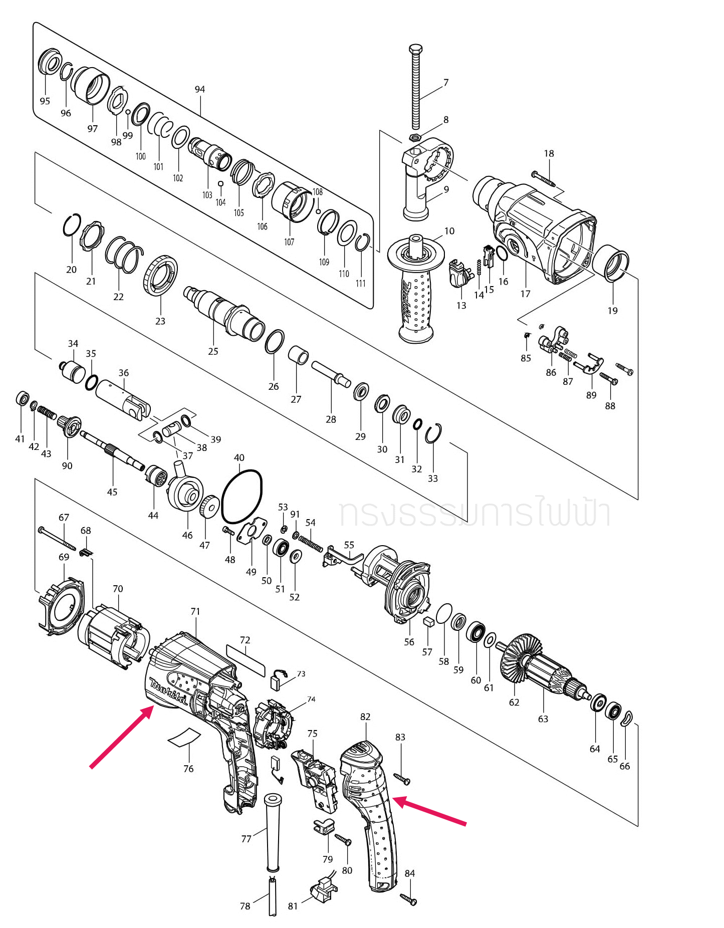 เสื้อฟิลคอยล์ สว่านโรตารี่ มากีต้า Makita รุ่น HR2460, F, HR2470F, HR2470FT, HR2230 (คละสี)