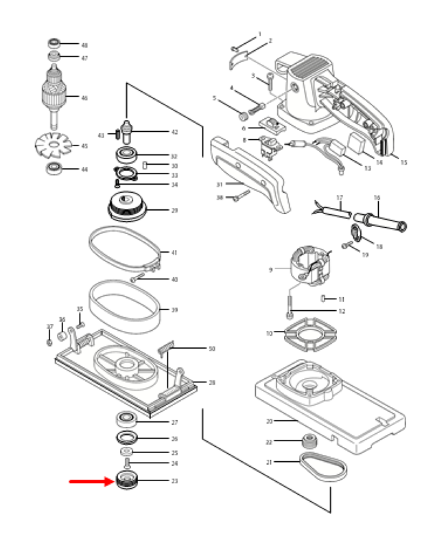 น๊อตล๊อคลูกปืน เครื่องขัดกระดาษทราย Makita 9045B [#23], 9045N Pn.285818-2 (แท้) ##