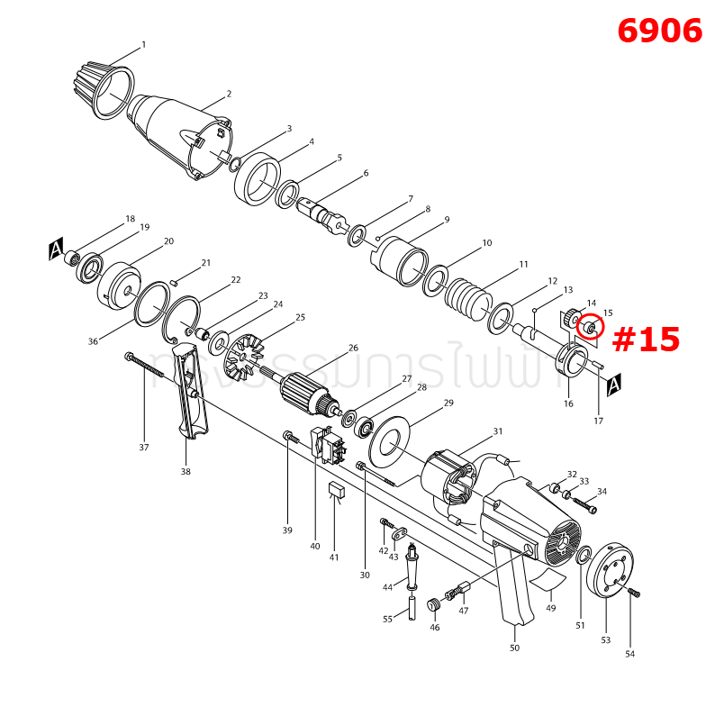 ลูกปืนเข็ม 609 บล็อคไฟฟ้า Makita 6906 [#15] Pn.212011-5 (แท้) ##