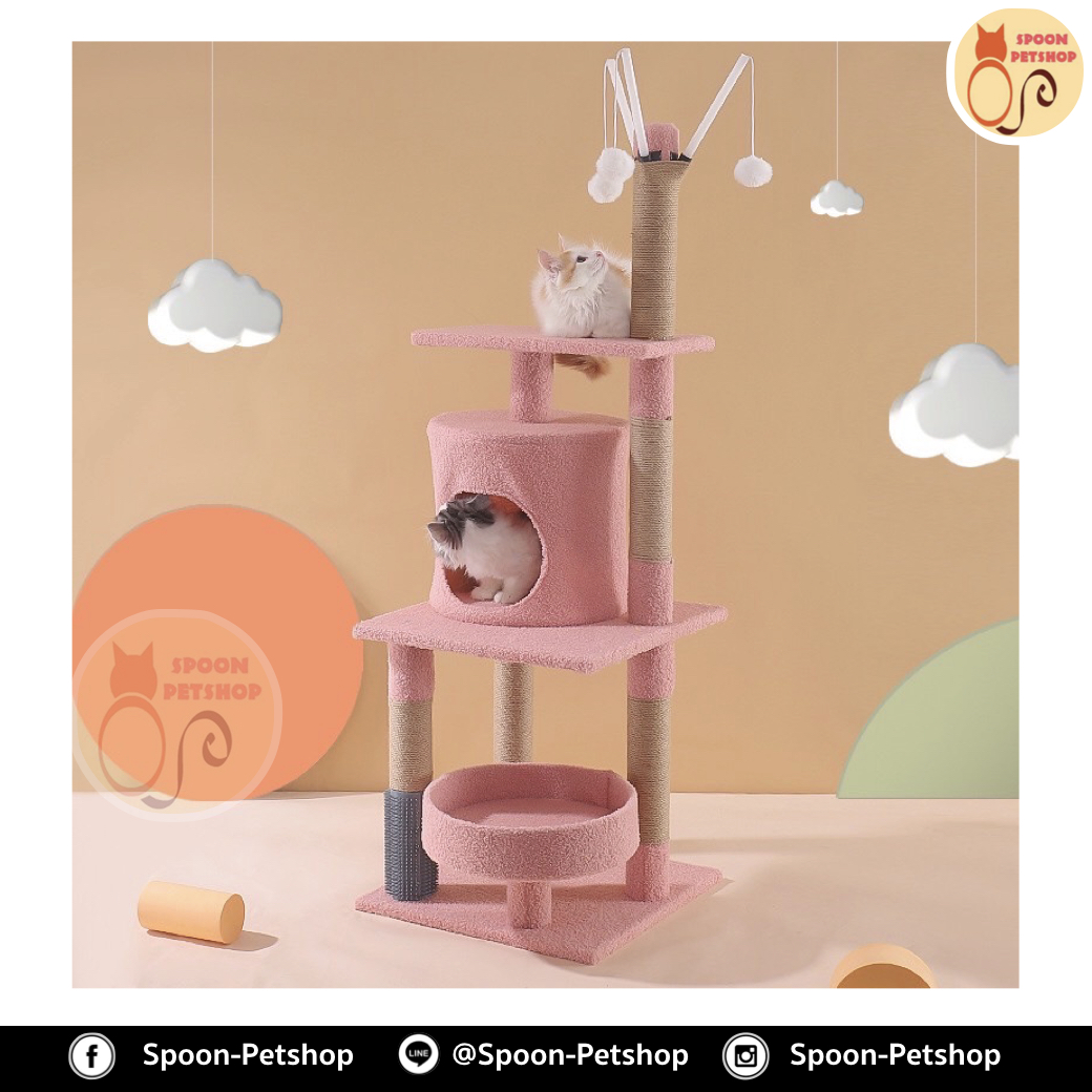 คอนโดแมว ที่ลับเล็บ เสาลับเล็บ รุ่น Tunnel ขนาด 40x40x125 cm