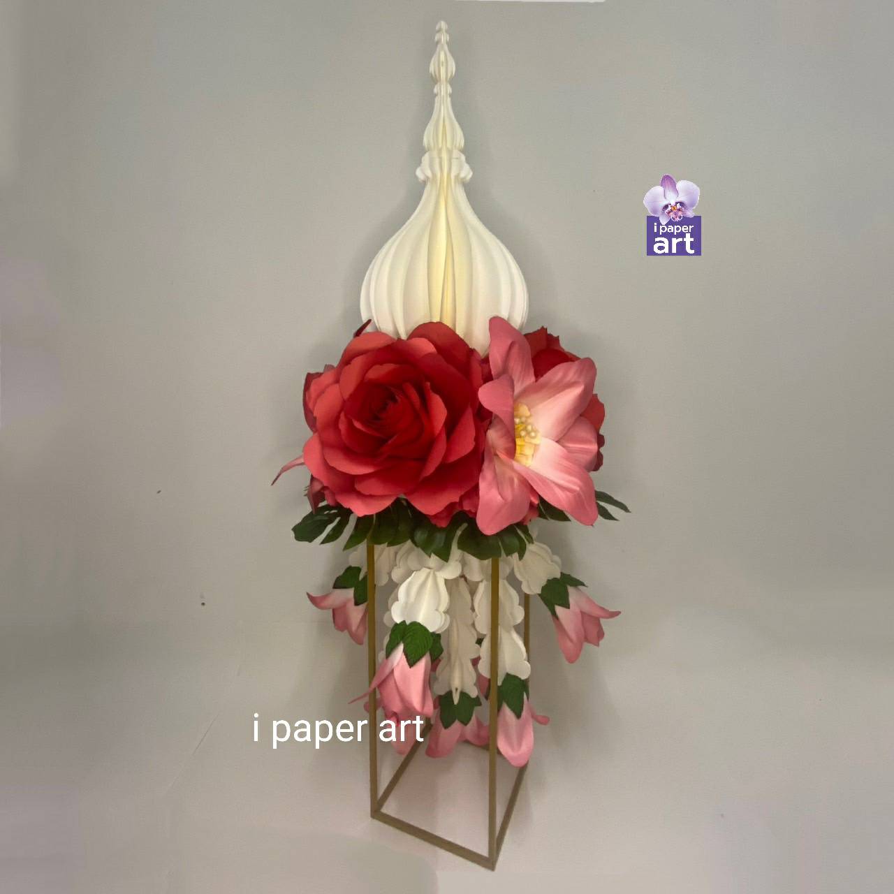 พุ่มสักการะ-แท่นมาลัยใหญ่ สินค้าไทย งานปราณีต | ประดับสถานที่ พิธีการ | สูง 140 ซม. กว้าง 60 ซม.