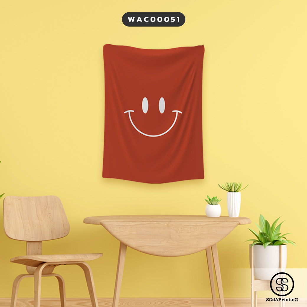 ผ้าติดผนัง ผ้าแขวนผนัง ผ้าตกแต่ง Smiley สีแดง WCA00051 #SOdAhome #WallCloth