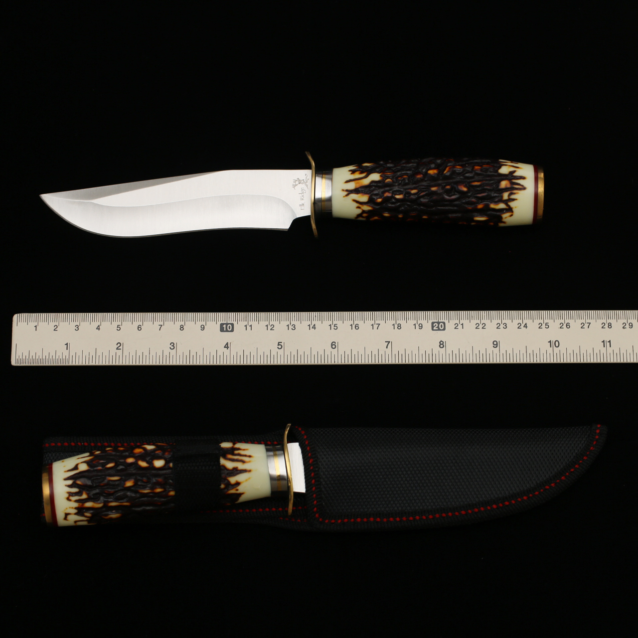 มีดใบตาย ELK ด้ามลายเขา แบบ 3 ขนาด 9.5 นิ้ว