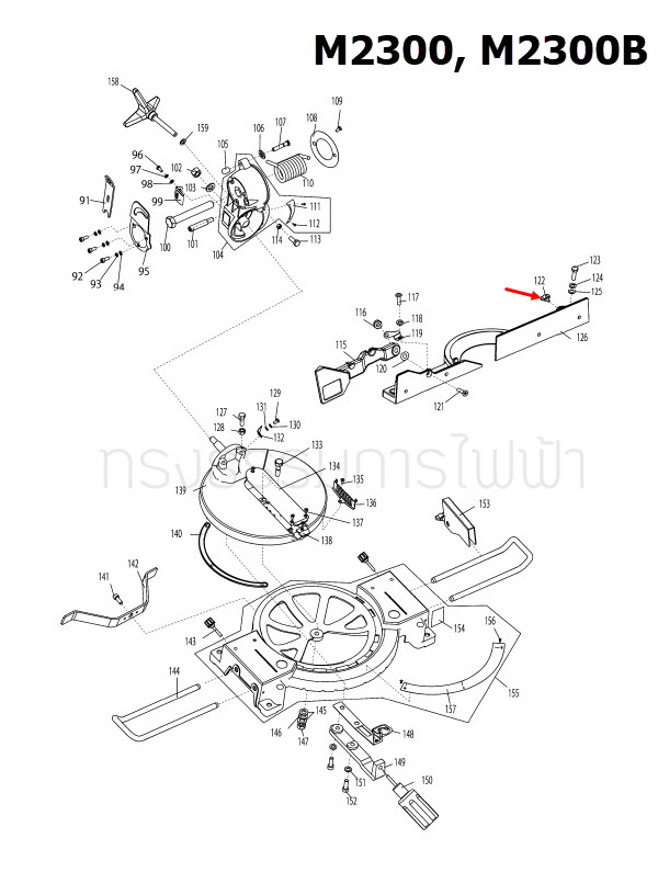 WING BOL แท่นตัดองศา Maktec มาคเทค, Makita มากีต้า MT230 [#141], M2300, M2300B [#122] Pn.JM23000126 (แท้) ##