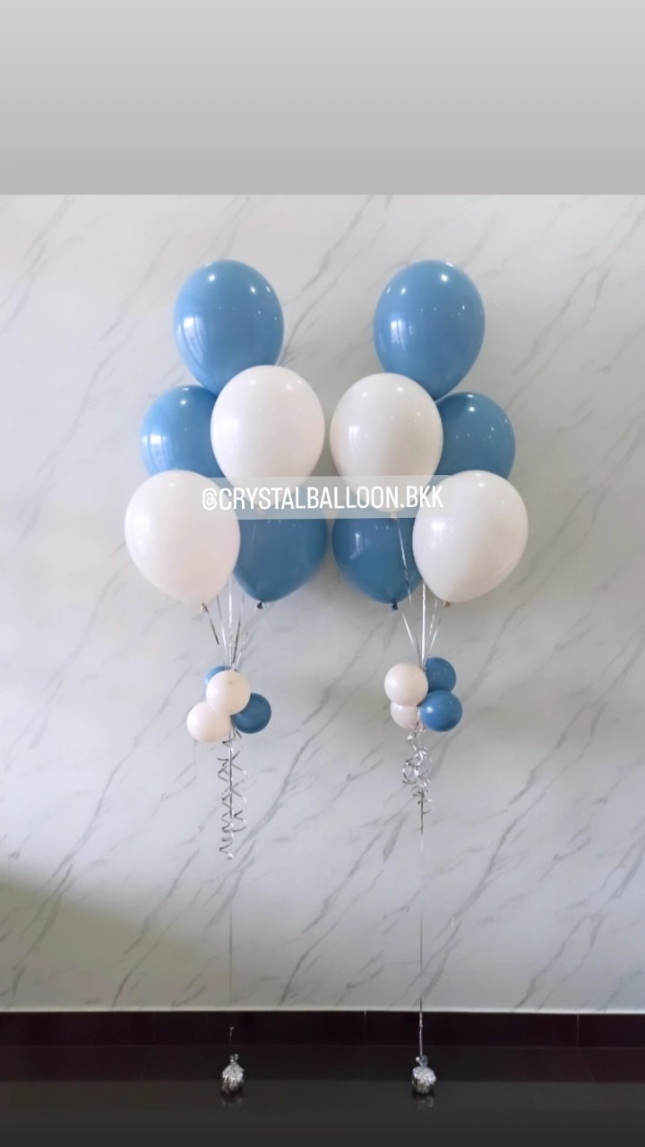 ลูกโป่ง แสดงความยินดี ช่อลูกโป่ง ช่อ 5 ลูก 2 ช่อ Theme Dusk Blue พร้อมตกแต่ง สามารถเปลี่ยนสีลูกโป่งได้