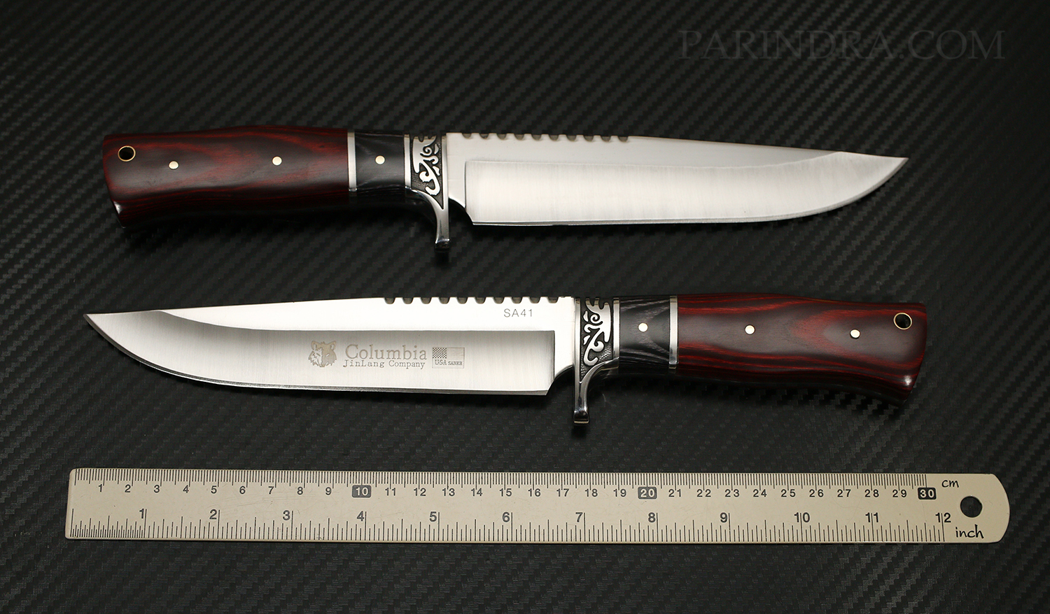 มีดเดินป่า COLUMBIA รุ่น SA41 ด้ามไม้สีน้ำตาลแดง ทรงใบมีดสวย