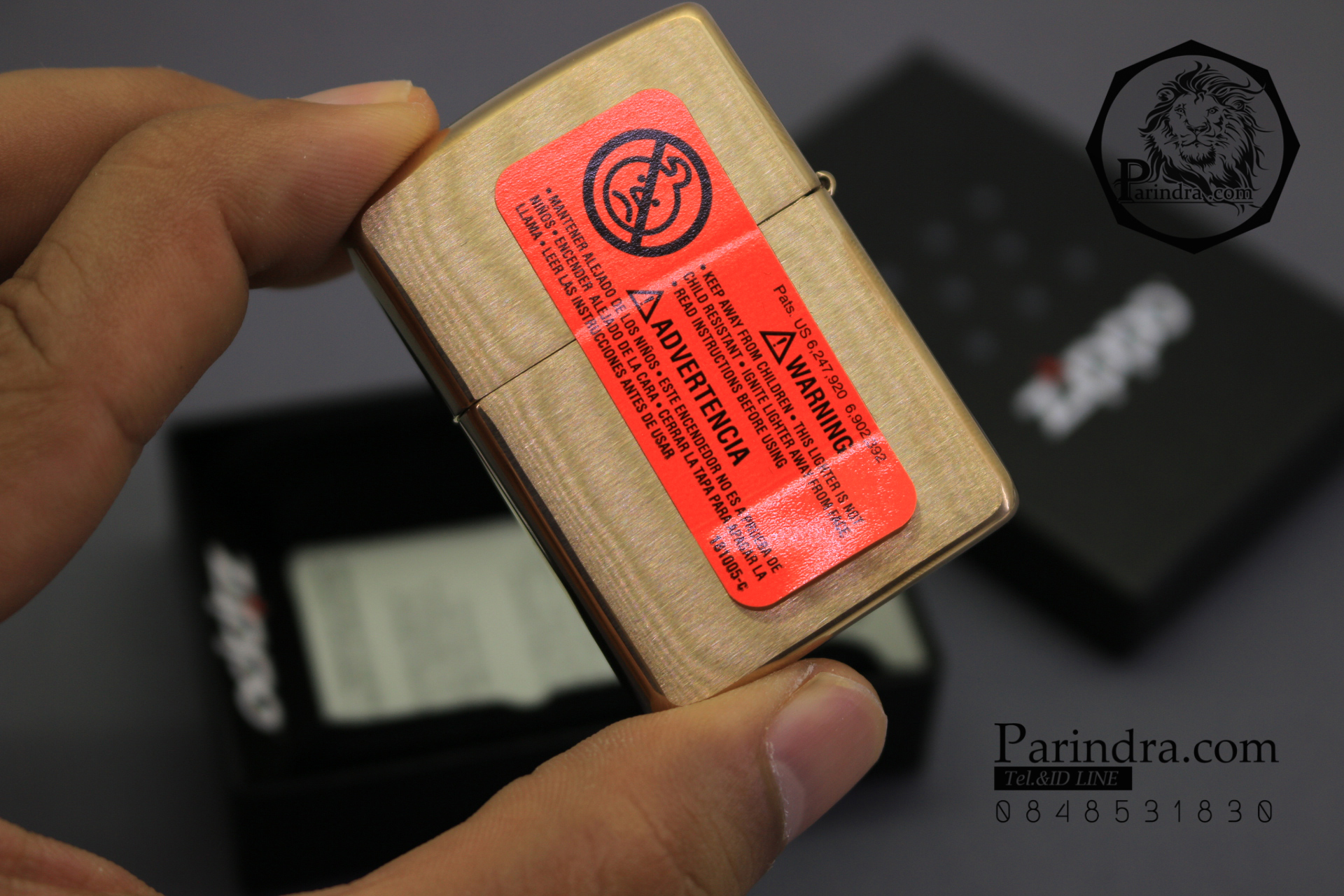 ไฟแช็ค Zippo แท้ สีทองอร่าม " Zippo 168 Armor Case, Brushed Brass Finish Lighter " แท้นำเข้า 100%