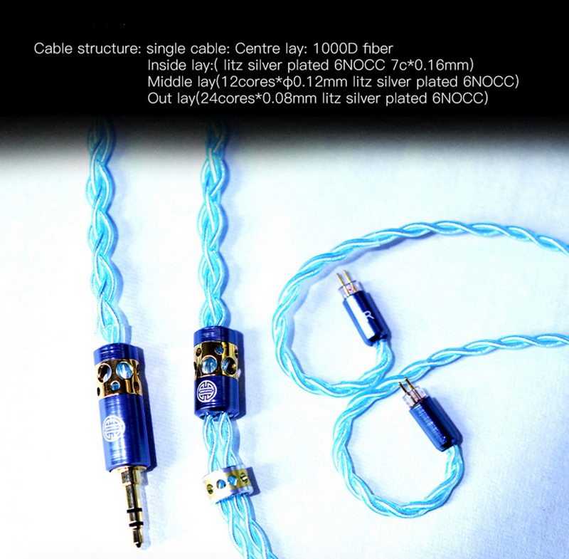 ขาย Hakugei Galaxy สายอัพเกรดหูฟัง Litz 6N OCC ชุบเงิน หุ้มฉนวนใส PE สีฟ้า