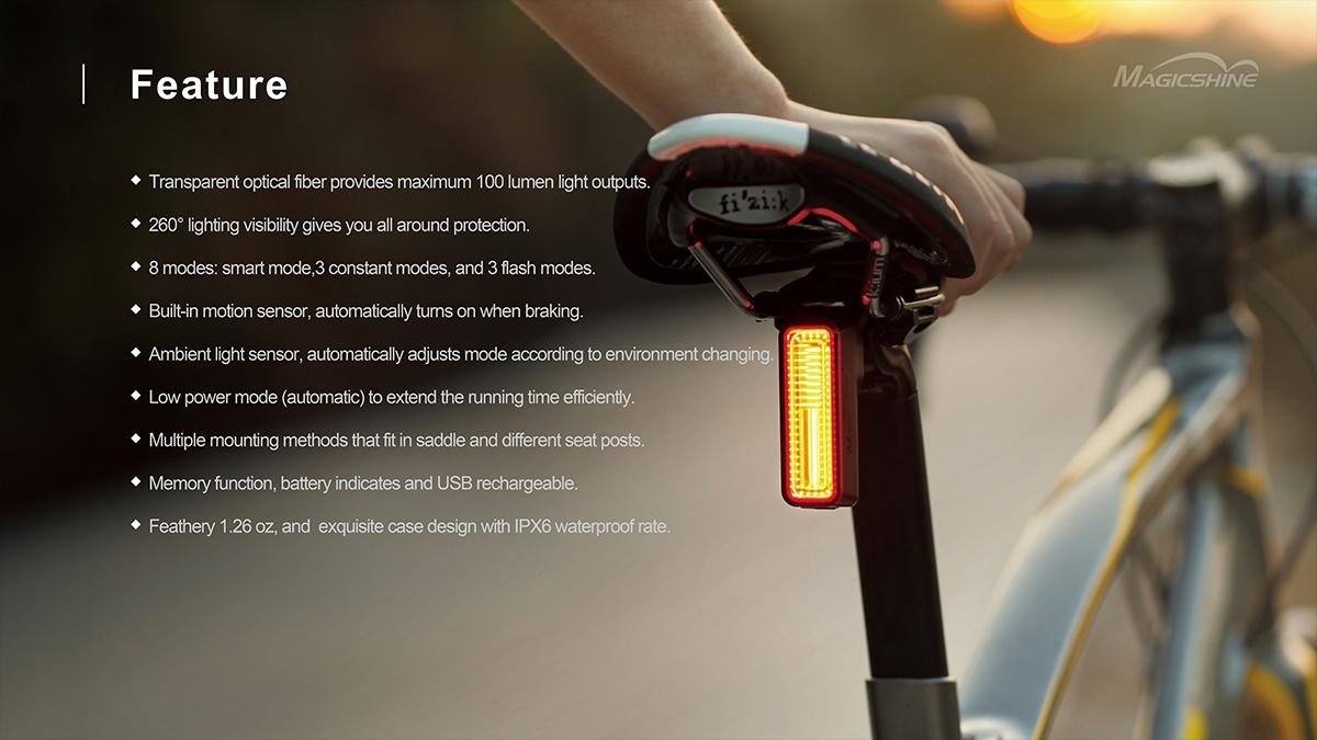 Magicshine SEEMEE 180 ไฟท้ายจักรยาน 180 LUMENS Smart Tail Light ให้ความสว่าง ปลอดภัย และความสวยงานในตัวเดียวกัน