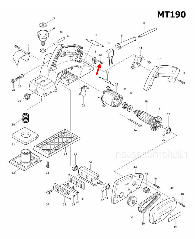 TAPPING SCREW 4X18 Makita, Maktec MT190, MT560, DDF486, M1100, M1100KX1B, M1901, GA5010, GA5020, M6001, M6001B Pn.266326-2 (แท้)+