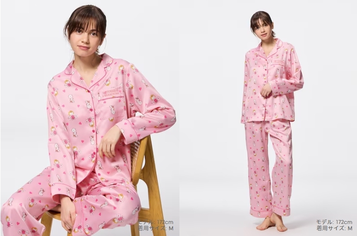 ชุดนอนสุดคิวต์สีชมพู GU x Peanuts ลาย Snoopy