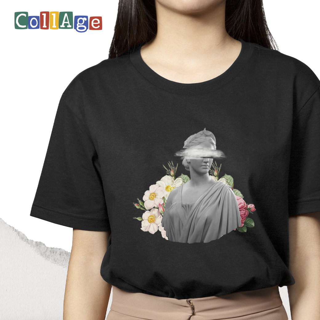 เสื้อยืดพิมพ์ลาย Collage Rhea I รหัส CEA00446 สีดำ #เสื้อยืด #Collage