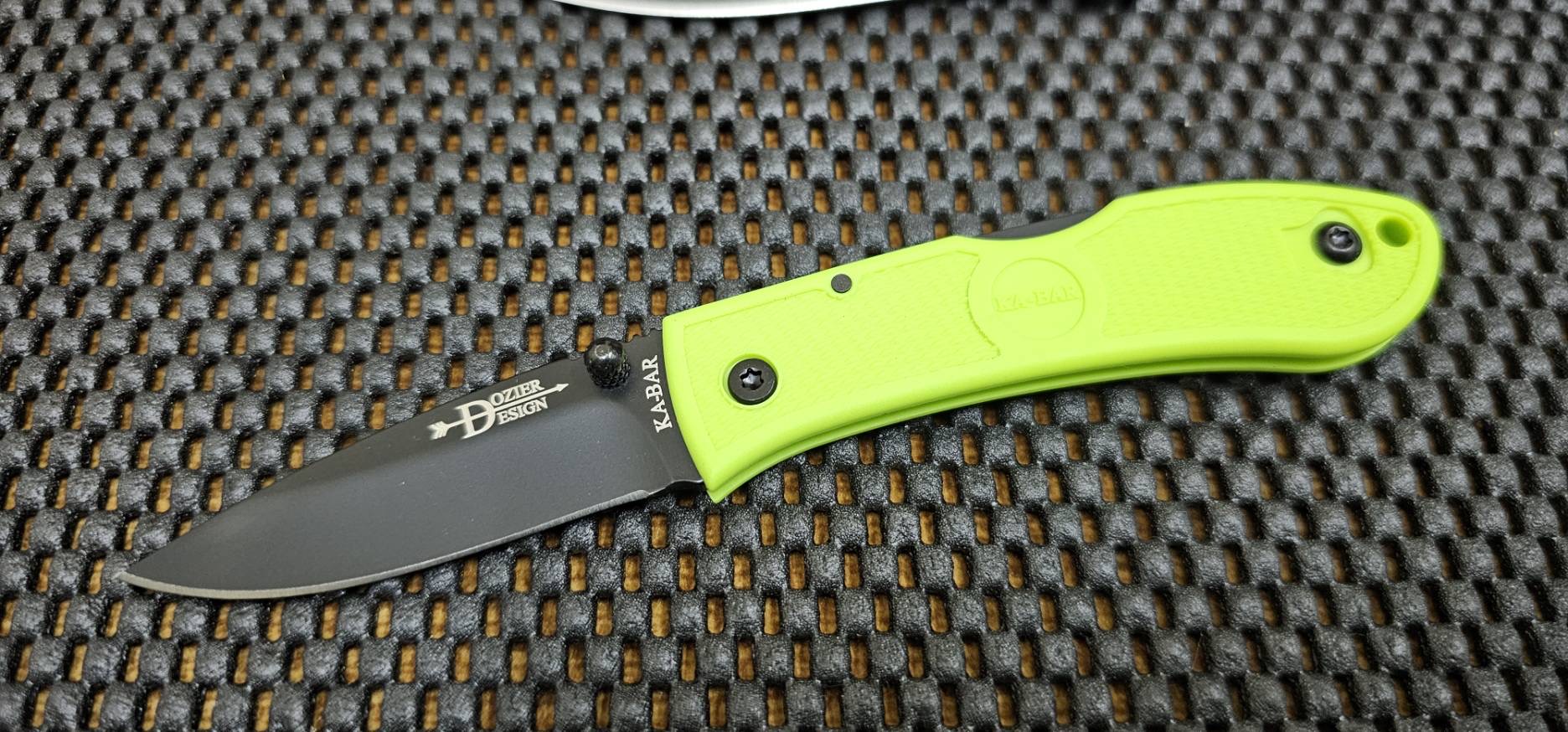 Ka-Bar Mini Dozier Hunting Lockback Knife Zombie Green (2.25" Black) 4072ZG