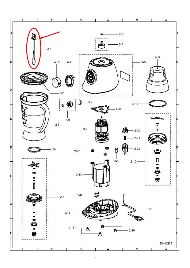ก้านคนอาหารเครื่องปั่น ชาร์ป (SHARP) รุ่น EM-ICE, EM-ICE2, EM-SAVE1 Pn.9A211 (แท้)