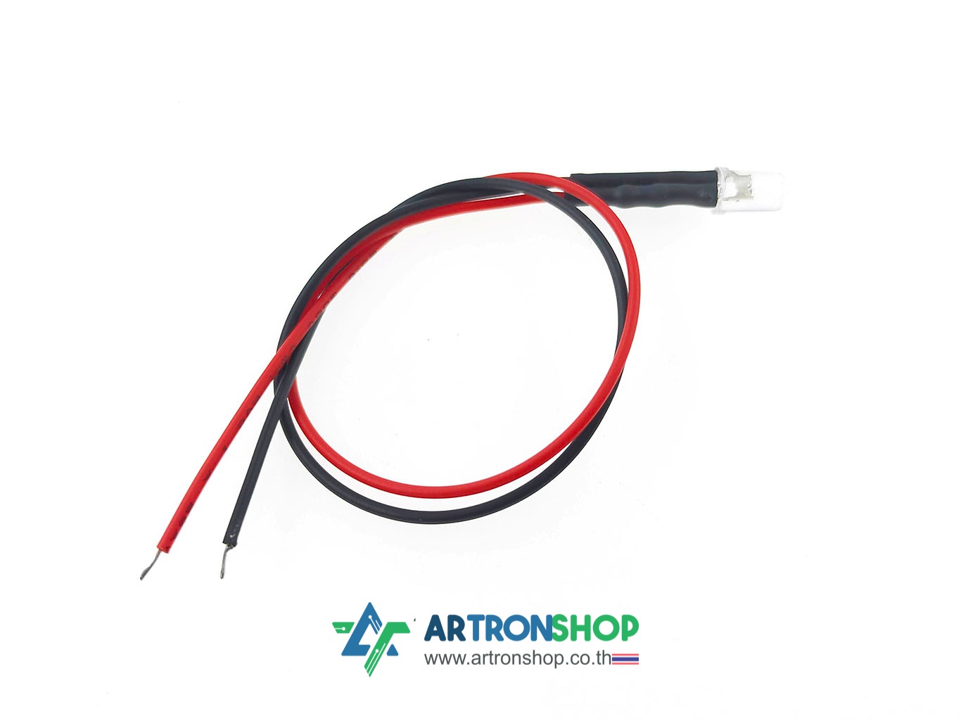 หลอดแอลอีดี 5 มิล สีน้ำเงิน พร้อมสายไฟ 5 - 12V