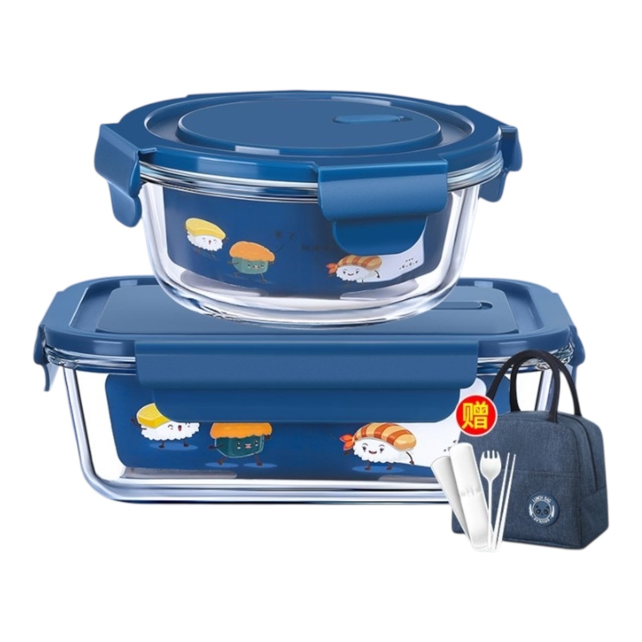 ชุดกล่องอาหารแก้วใส 2 ช่อง 650 ml, ช่องเดียว 420 ml (2 กล่อง/ชุด)