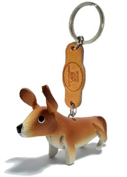 พร้อมส่ง พวงกุญแจหนังแท้ Handmade รูปหมา คอร์กี้