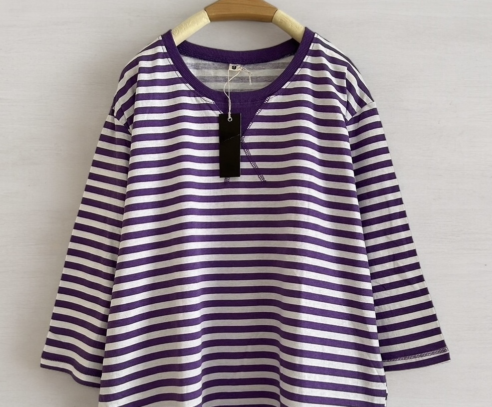 เสื้อยืดลายทางแขนสามส่วน 9am