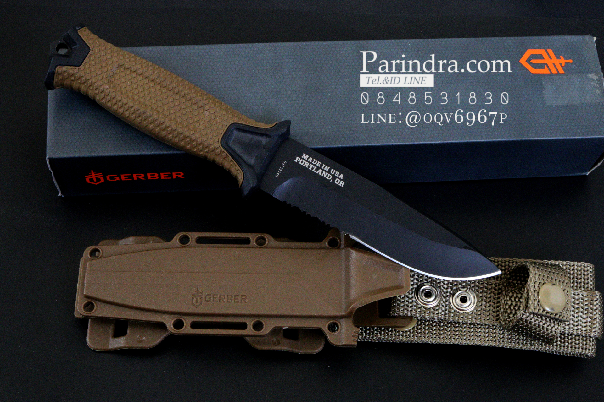 มีดใบตาย Gerber Strong Arm Semi serrated Fixed Blade OEM สีน้ำตาล ขนาด 10 นิ้ว หล่อสุดๆ A++