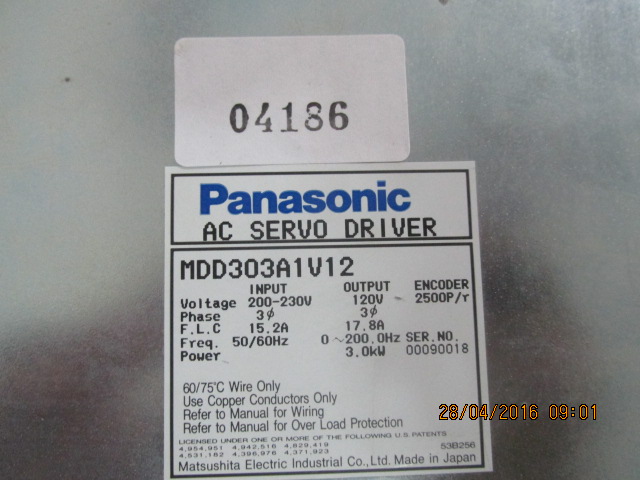 SERVO DRIVE “ PANASONIC ” รุ่น MDD303A1V12