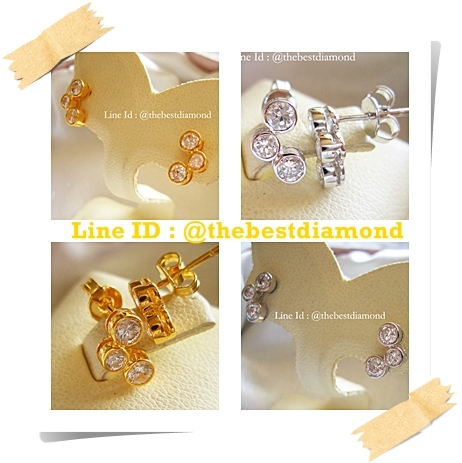 BE030RD ต่างหูน่ารักๆๆ ดีไซน์วงกลม 3 วง ไล่ลงมา สวย เรียบ หรู ดูดี เพชรCZ ฝังหุ้ม