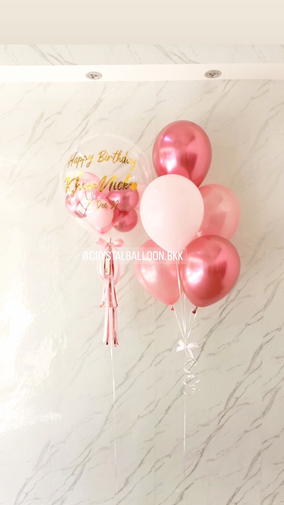 ลูกโป่ง วันเกิด Bubble USA 24" Theme ชมพู พร้อมตกแต่ง ช่อลูกโป่ง 5 ลูก 1 ช่อ สามารถเปลี่ยนสีลูกโป่ง/เปลี่ยนข้อความ/เปลี่ยนขนาดได้