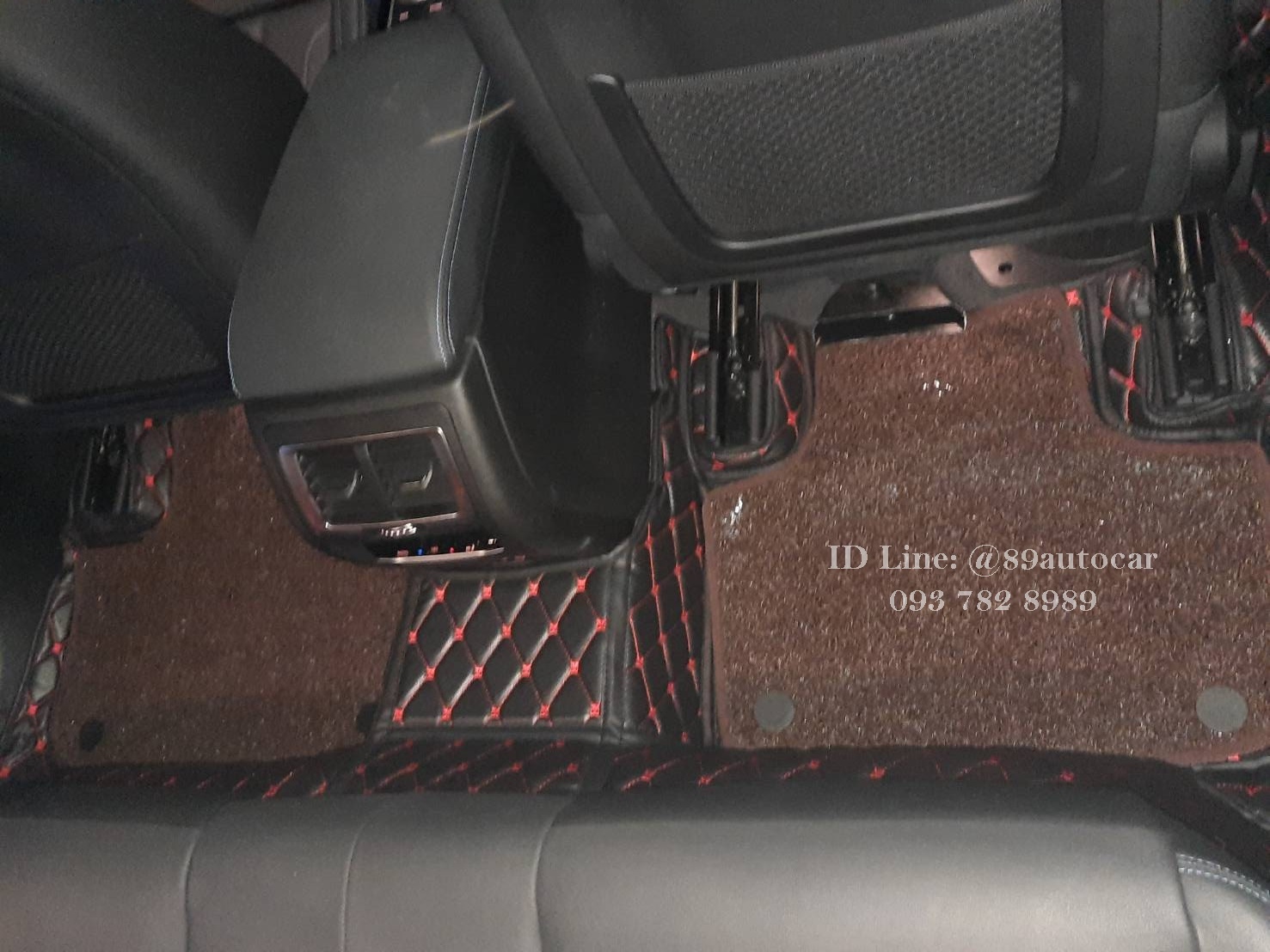 พรมรถยนต์ BMW IX3 2023 ปูพรม7D สีดำด้ายแดง + ไวนิลสีน้ำตาล เข้ารูป