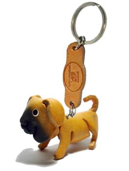 พร้อมส่ง พวงกุญแจหนังแท้ Handmade รูปหมาปั๊ก