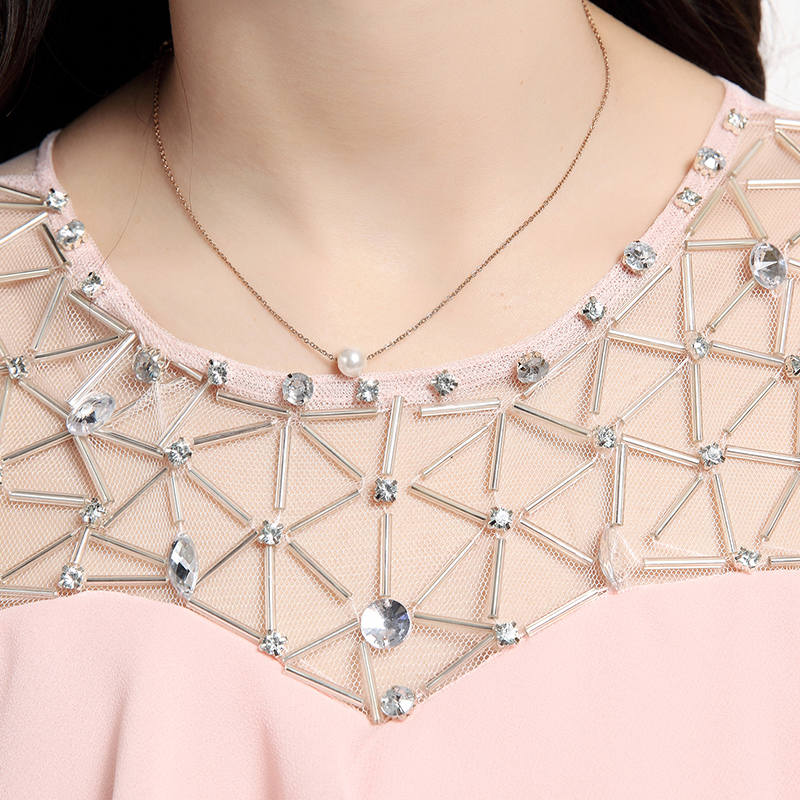 พร้อมส่ง ชุดออกงาน ชุดเดรสสั้น สีชมพู แต่งระบายผ้าไหมชีฟอง ปักเลื่อมช่วงคอ