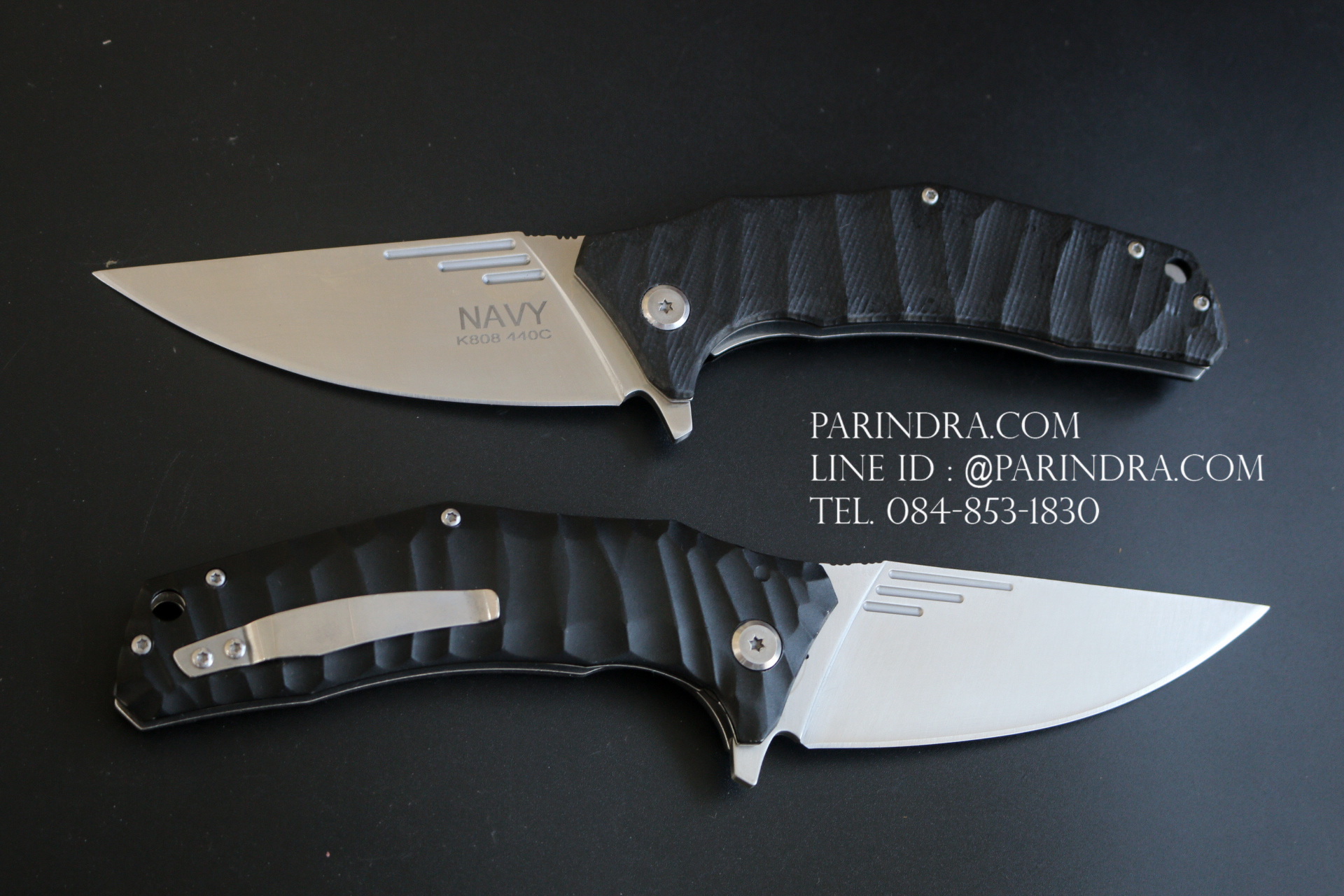 มีดพับ Navy รุ่น K808B สีดำ ใบสีเงิน ด้าม G10 ทรงสวย ของแท้ 100%