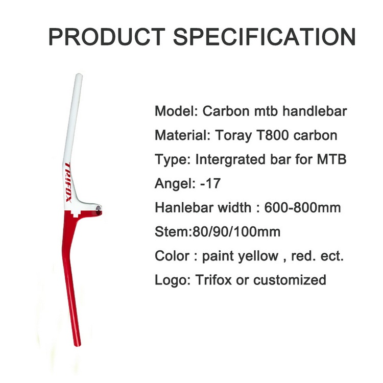 แฮนด์ตรงคาร์บอน TRIFOX TL-CHB03 Flat Integrated handlebar Mountain handle bar and Stem 2020