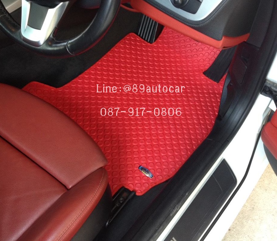 ผลิตและจำหน่ายพรมปูพื้นรถยนต์เข้ารูป BMW Z4 ลายกระดุมสีแดงขอบแดง 2 ชิ้น