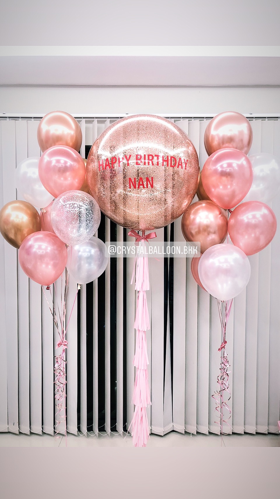 ลูกโป่ง วันเกิด Bubble ขนาด 36" สีโรสโกล ยอดนิยม พร้อม ช่อลูกโป่ง ช่อ 9 ลูก 2 ช่อ พร้อมตกเเต่ง สามารถเปลี่ยนสีลูกโป่ง/เปลี่ยนข้อความได้