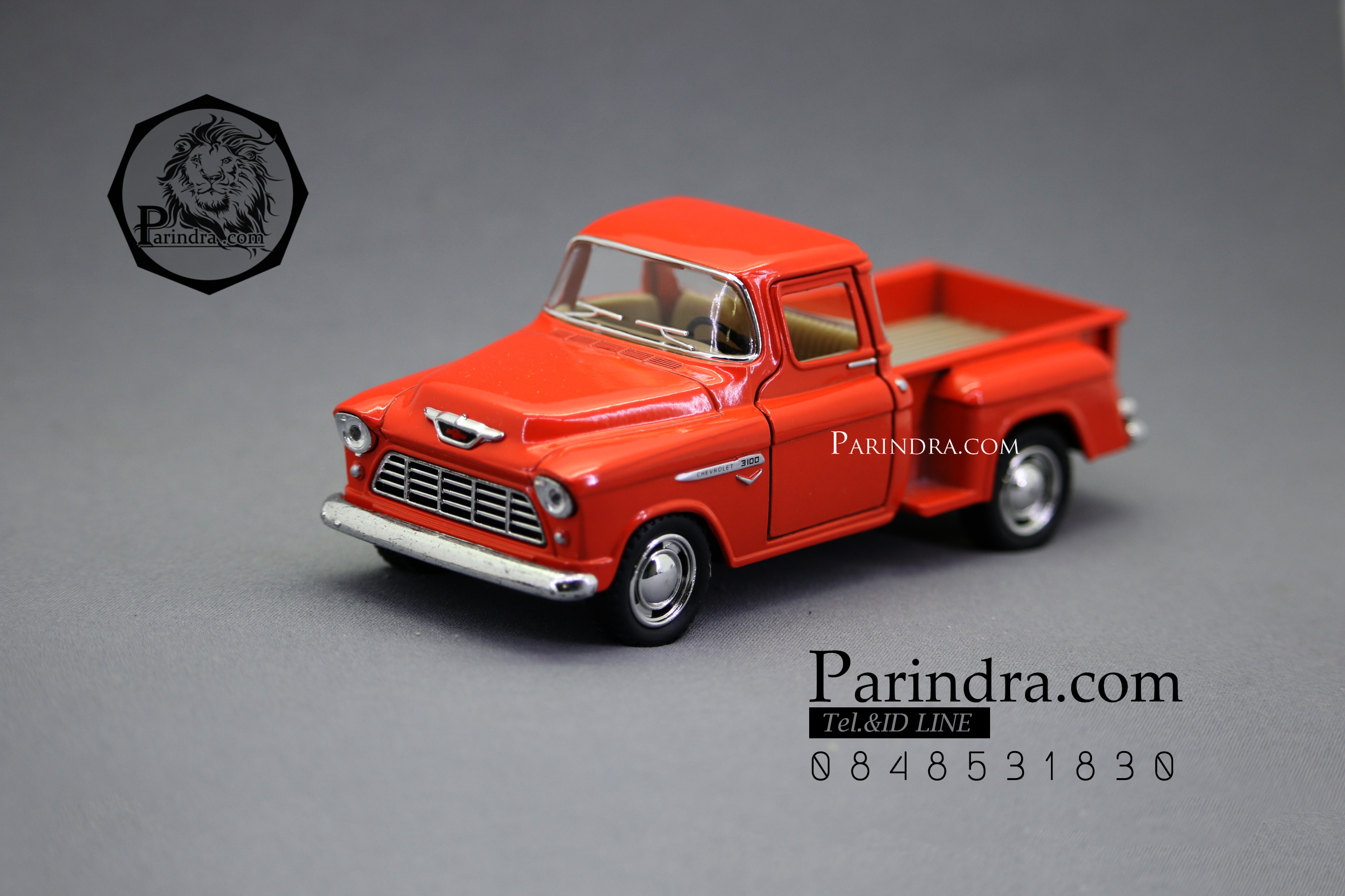 โมเดลรถเหล็กรถจำลอง CHEVROLET Chevy Stepside Pick-up 1955 สีส้ม