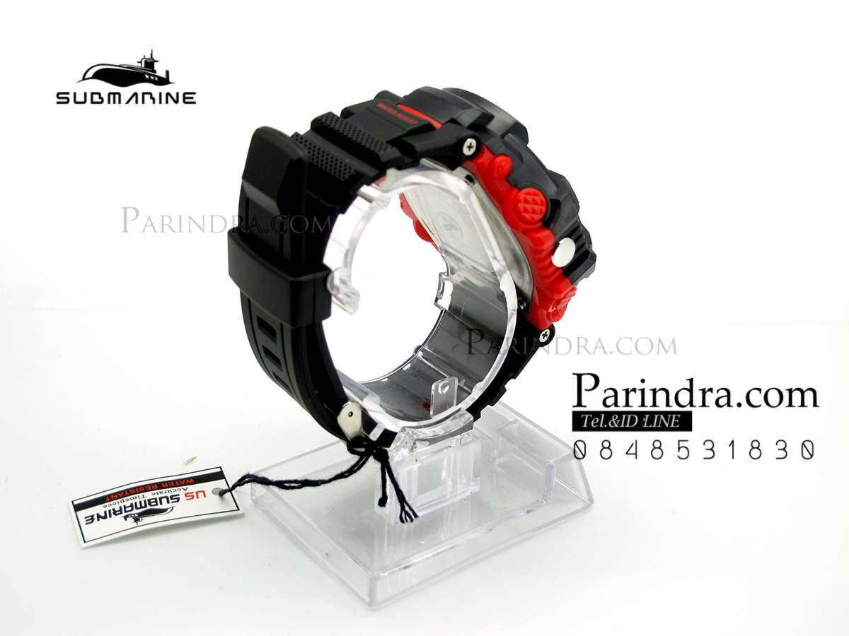 นาฬิกา US submarine TP1334M สีดำขอบแดง พื้นหลังดำ