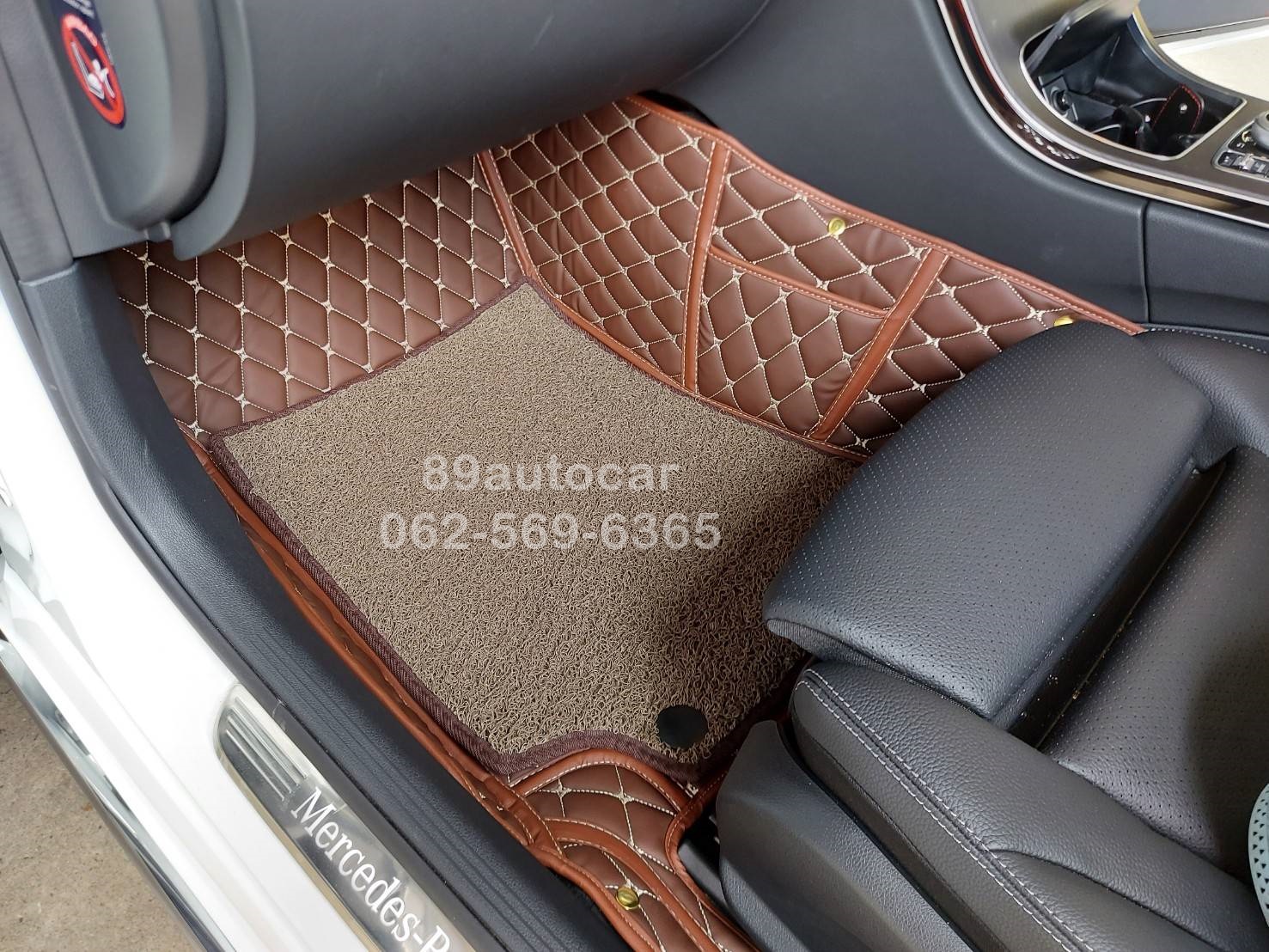 พรมรถยนต์ Benz C220d W205 ปูพรม7D สีกาแฟ + พรมดักฝุ่นสีน้ำตาล เข้ารูป
